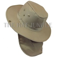Boonie Hat with Neck Flap Fishing Hiking Outdoor Cap Snap Wide Brim Khaki Beige  eb-08714538